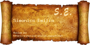 Simonics Emília névjegykártya